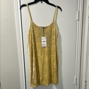 NWT - Zara Gold Crushed Velvet Dress